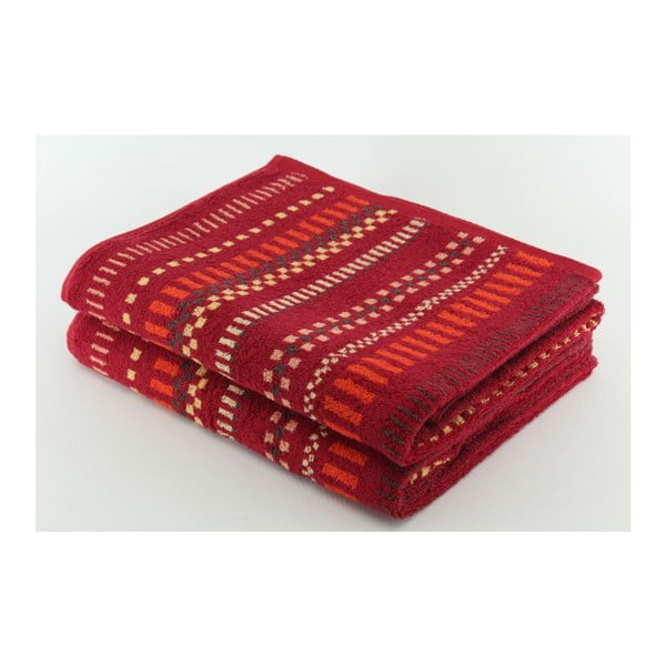 Komplet 2 ręczników Red on Red, 70x140 cm