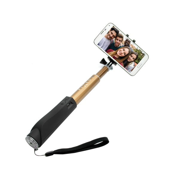 Selfie stick FIXED z przyciskiem bluetooth, złoty