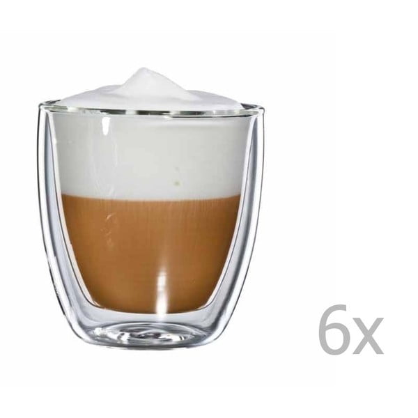 Zestaw 6
  szklanych kubków na cappuccino bloomix