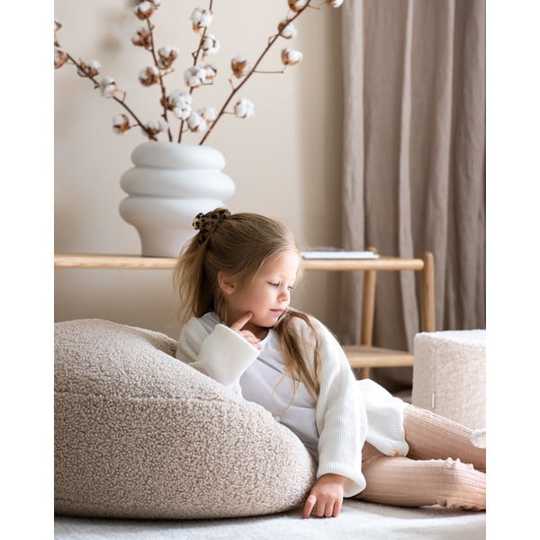 Jasnobrązowy dziecięcy worek do siedzenia z materiału bouclé Round – Wigiwama-image-4
