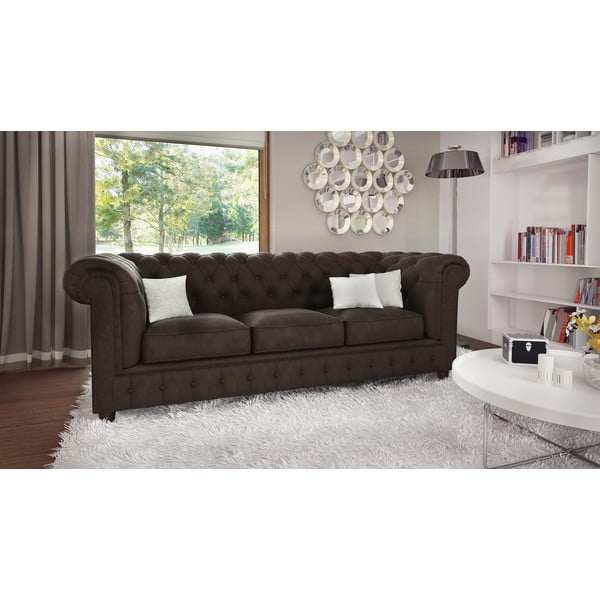 Ciemnobrązowa aksamitna sofa 230 cm Cambridge – Ropez-image-1