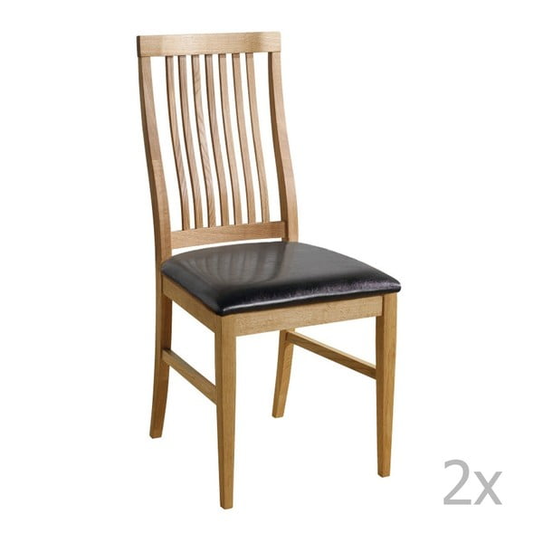 Zestaw 2 naturalnych krzeseł z czarnym obiciem Folke Kansas