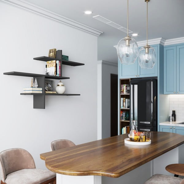 Antracytowa wielopoziomowa półka 123 cm Leo – Kalune Design-image-1