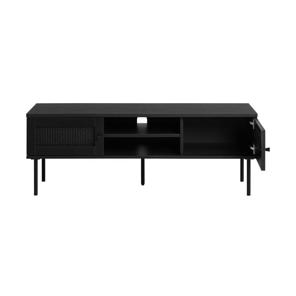 Czarna szafka pod TV w dekorze dębu 120x43 cm Pensacola – Unique Furniture-image-3