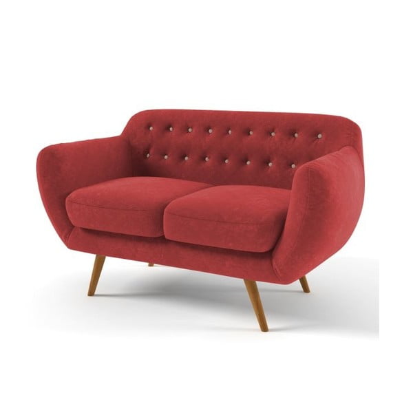 Czerwona
  sofa dwuosobowa z beżowymi guzikami Wintech Indigo