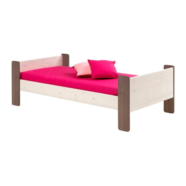 Szaro-białe łóżko jednoosobowe z drewna 13Casa Crock, 90 x 200 cm