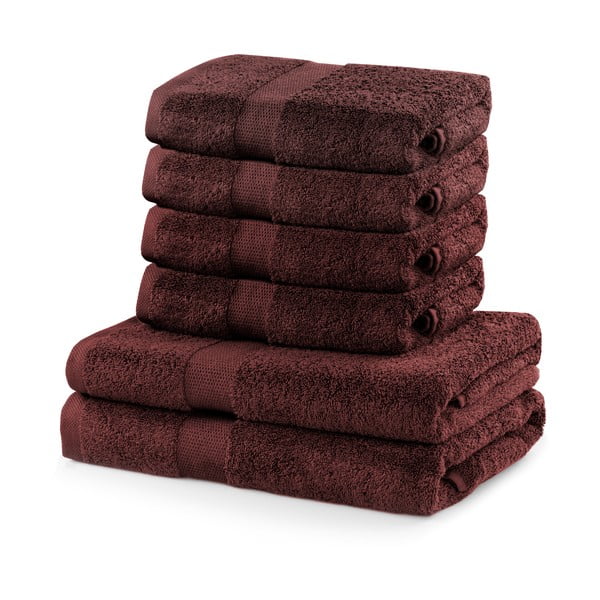 Komplet 6 brązowych ręczników DecoKing Marina
