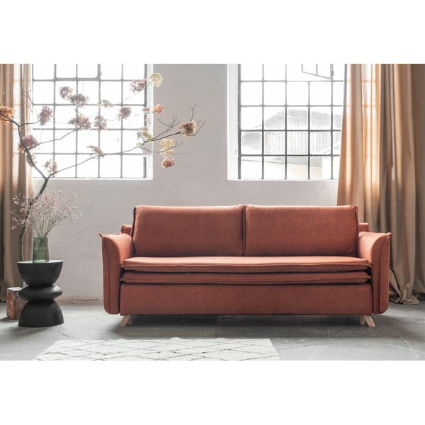 Ceglasta aksamitna rozkładana sofa 225 cm Charming Charlie – Miuform-image-1