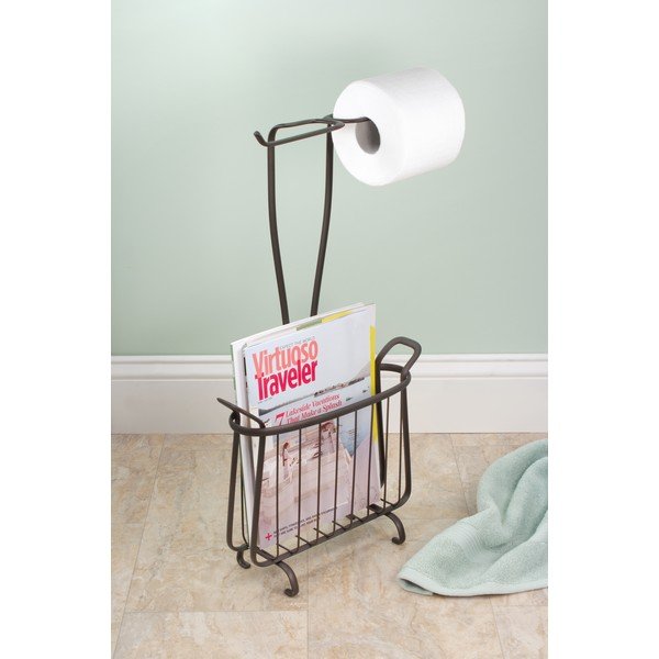 Metalowy uchwyt na papier toaletowy w kolorze brązu iDesign Axis, wys. 61 cm-image-1