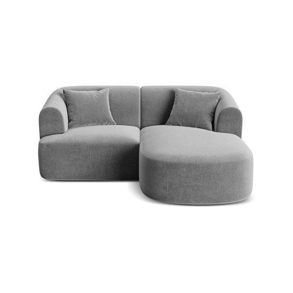 Jasnoszary aksamitny narożnik (prawostronny/z szezlongiem) Campi – Cosmopolitan Design