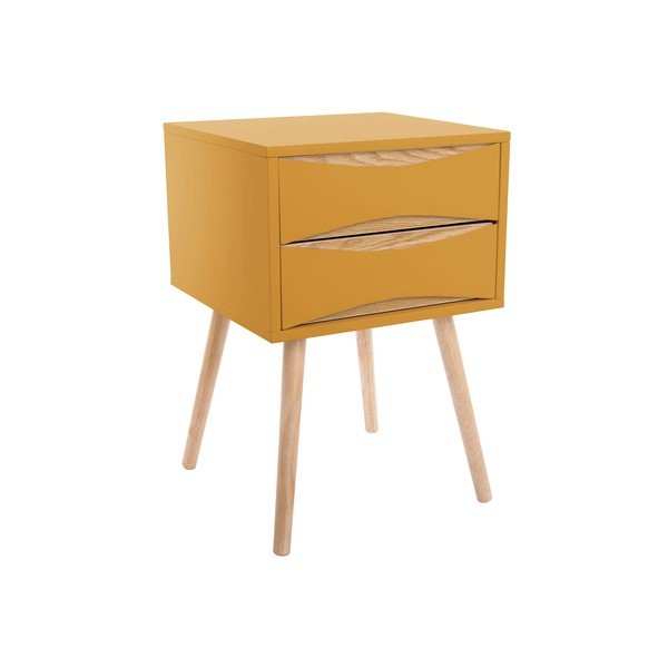 Żółta szafka nocna z 2 szufladami Leitmotiv Cabinet Buoyant