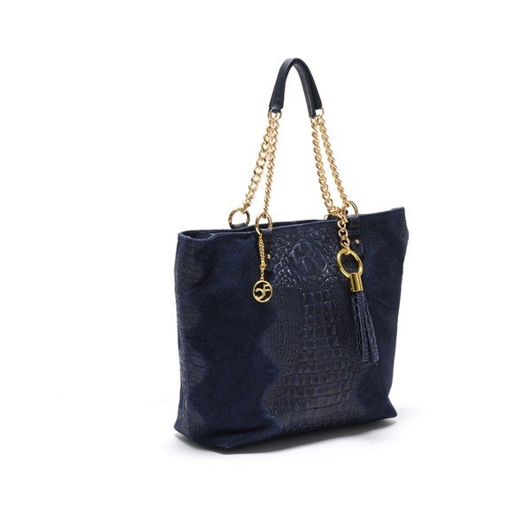 Skórzana torebka Carla Ferreri 863 Blu Scuro-image-1