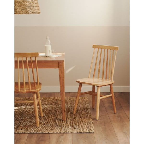 Krzesła z litego drewna kauczukowego w naturalnym kolorze zestaw 2 szt. – Kave Home-image-1