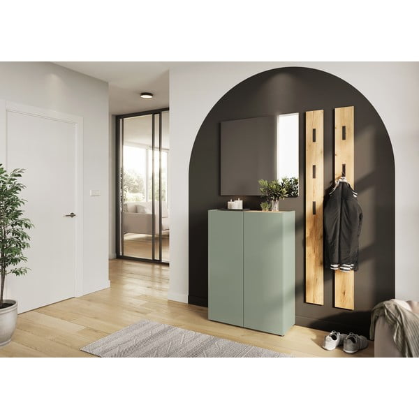 Biały zestaw do przedpokoju w dekorze dębu 104x200x33 cm Alviano – Germania-image-1