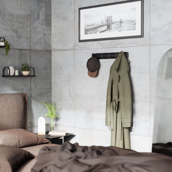 Czarny wieszak ścienny z drewna topolowego Flip – Umbra-image-1