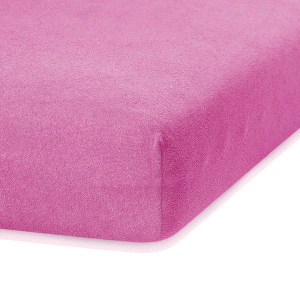 Fuksjowe elastyczne prześcieradło dwuosobowe AmeliaHome Ruby Fuchsia, 200-220x200 cm-image-2