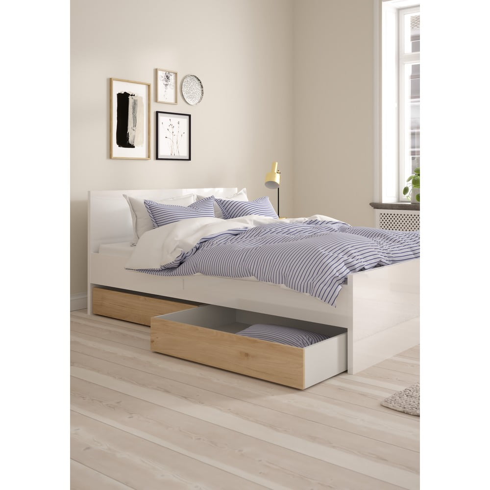 Szuflady pod łóżko w naturalnym kolorze zestaw 2 szt. 90x190/140x190 cm Naia – Tvilum (zdjęcie 8)