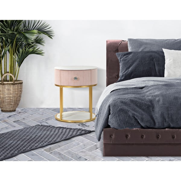 Szafka nocna w jasnoróżowo-złotym kolorze Montpellier – Mauro Ferretti-image-1