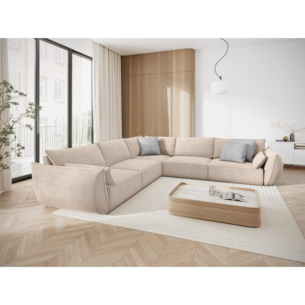Beżowy narożnik (róg zmienny) Vanda – Mazzini Sofas-image-1