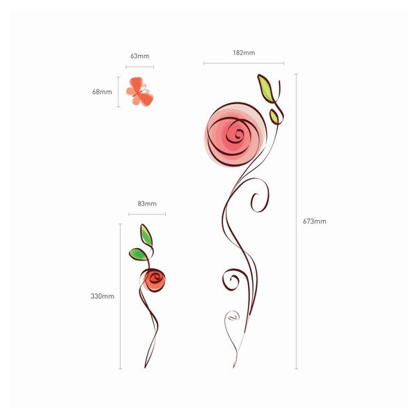 Zestaw naklejek Ambiance Roses And Butterflies Decals-image-2