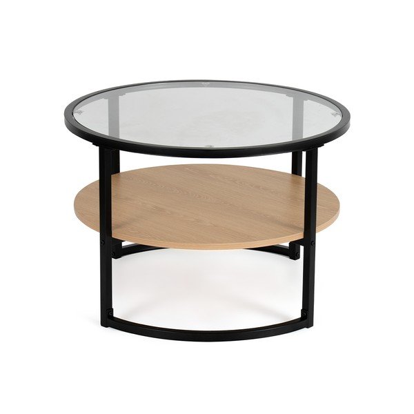 Czarno-naturalny okrągły stolik w dekorze dębu ø 68 cm Zanu – Bonami Essentials-image-3