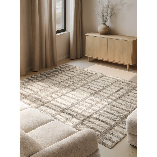 Kremowy wełniany dywan tkany ręcznie 80x150 cm Boho 1.0 Linara – Vikosa-image-1
