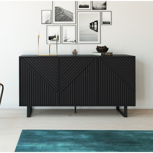 Czarna komoda 151x80x35 cm Peta – Marckeric-image-1