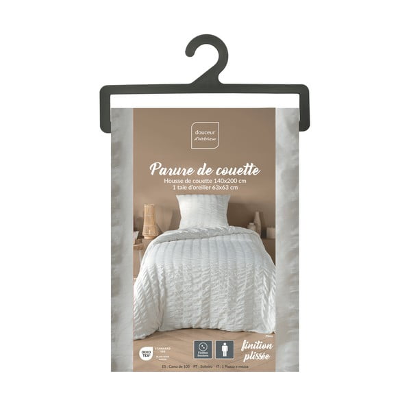 Biała pościel jednoosobowa z kory 140x200 cm Plissia – douceur d'intérieur-image-4