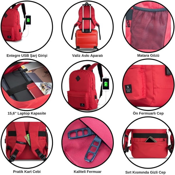 Fioletowy plecak z portem USB My Valice SPECTA Smart Bag-image-3