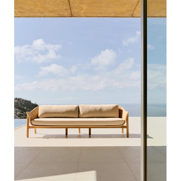 Beżowa/w naturalnym kolorze tapicerowana sofa ogrodowa Galea – Kave Home-image-1