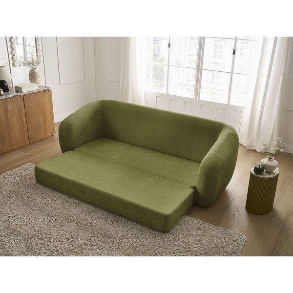 Zielona rozkładana sofa z tkaniny szenilowej 228 cm Neyo – Bobochic Paris-image-1