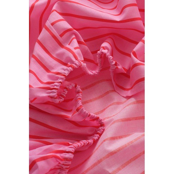 Różowe prześcieradło z bawełny organicznej z gumką 90x200 cm Sima – Jotex