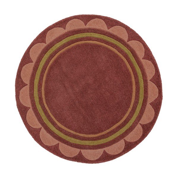 Bordowy wełniany okrągły dywan tkany ręcznie ø 120 cm Lois – Flair Rugs
