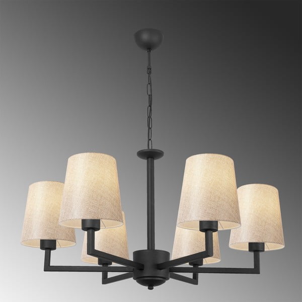 Czarna lampa wisząca z tekstylnym kloszem Profil – Opviq lights-image-3