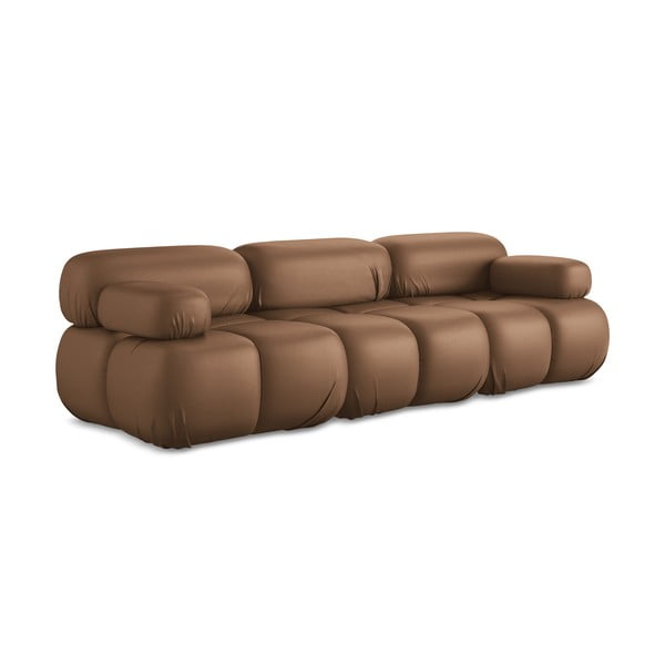 Brązowa sofa modułowa z imitacji skóry 285 cm Lokua – Makamii-image-3