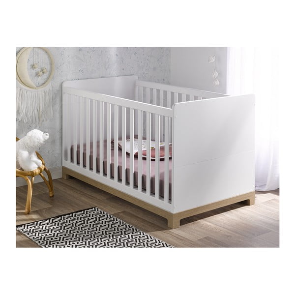 Białe regulowane łóżeczko dziecięce BEBE Provence Escapade, 70x140 cm