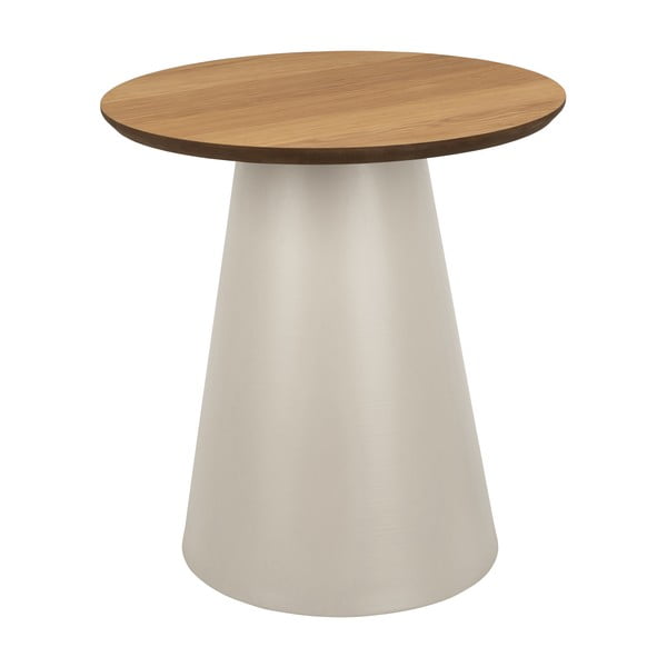 Kremowy okrągły stolik z blatem w dekorze dębu ø 45 cm Soli – Actona