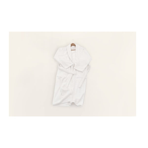 Biały bawełniany szlafrok w rozmiarze L/XL – Foutastic-image-2