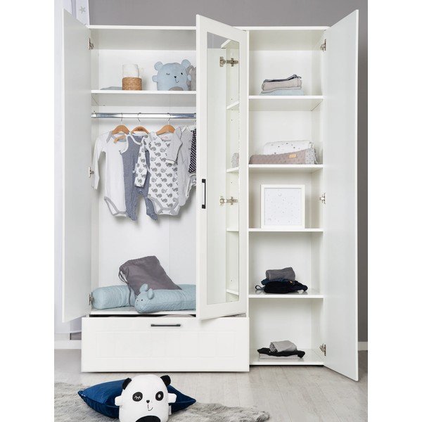 Biała szafa dziecięca z lustrem 139x190 cm Sylt – Roba-image-2