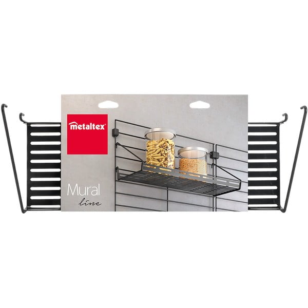 Czarny metalowy komponent – półka 43x15 cm Mural – Metaltex-image-2