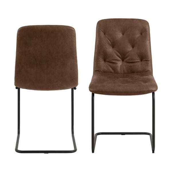 Brązowe krzesła z imitacji skóry zestaw 2 szt. Kira – Actona-image-2