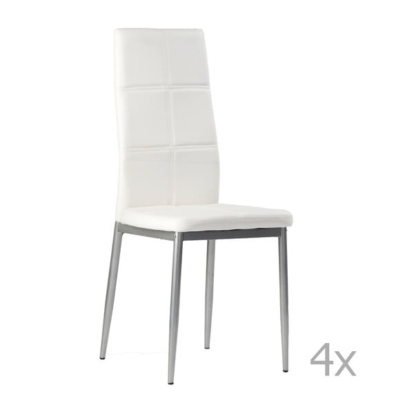 Zestaw 4 białych krzeseł do jadalni Pondecor Silvestre