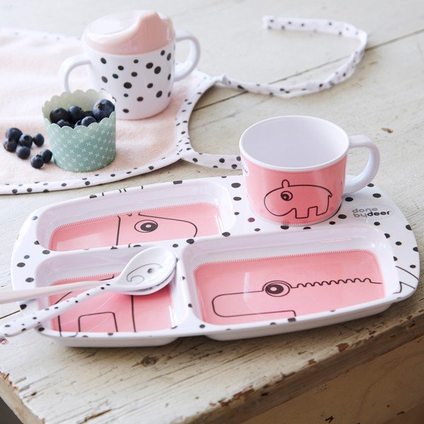 Talerz dla dziecka Happy Dots, malinowy-image-1