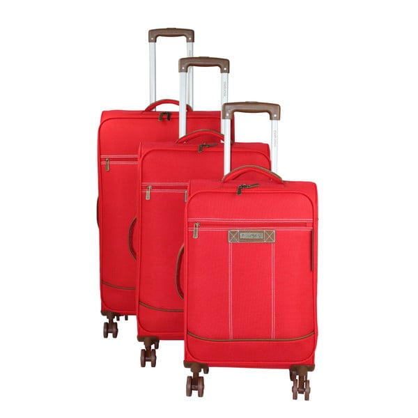 Zestaw 3 czerwonych walizek na kółkach Murano Steward