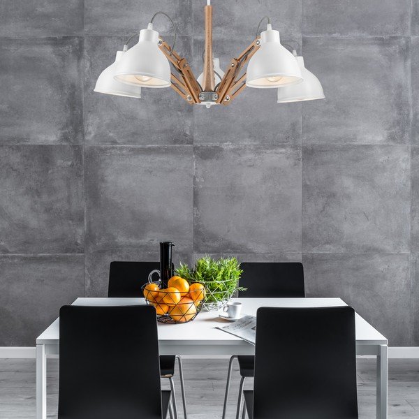 Biało-brązowa lampa sufitowa z metalowym kloszem ø 15 cm Marcello – LAMKUR-image-2