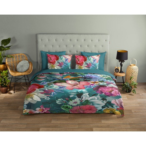 Turkusowa bawełniana pościel jednoosobowa 140x200 cm – Good Morning-image-1