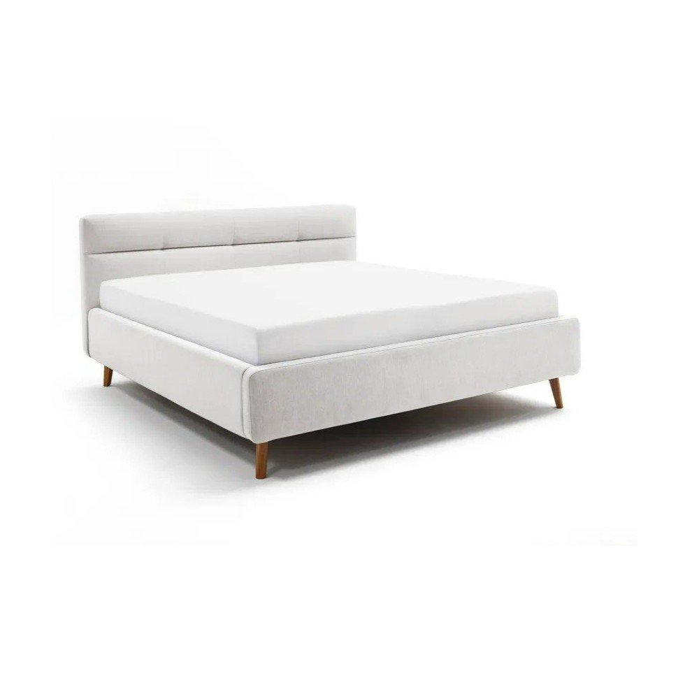 Jasnoszare tapicerowane łóżko dwuosobowe ze schowkiem ze stelażem 180x200 cm Lotte – Meise Möbel