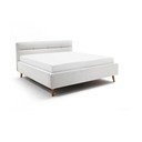Jasnoszare tapicerowane łóżko dwuosobowe ze schowkiem ze stelażem 180x200 cm Lotte – Meise Möbel
