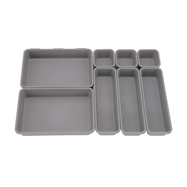 Szare plastikowe organizery do szuflad zestaw 8 szt. – Addis-image-3