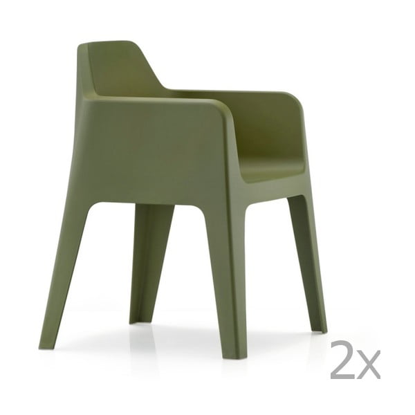 Zestaw 2 zielonych krzeseł ogrodowych Pedrali Plus